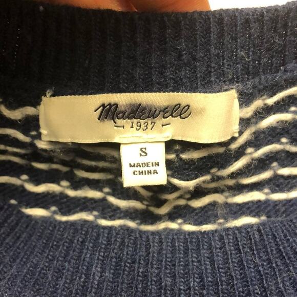 Madewell Birdseye Navy Striped Wool Blend Sweater Size Small - Picture 8 of 11